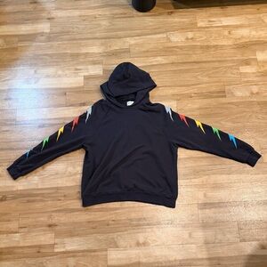 Lauren Moshi Women's Black Sweater with Colorful Sleeve Accents